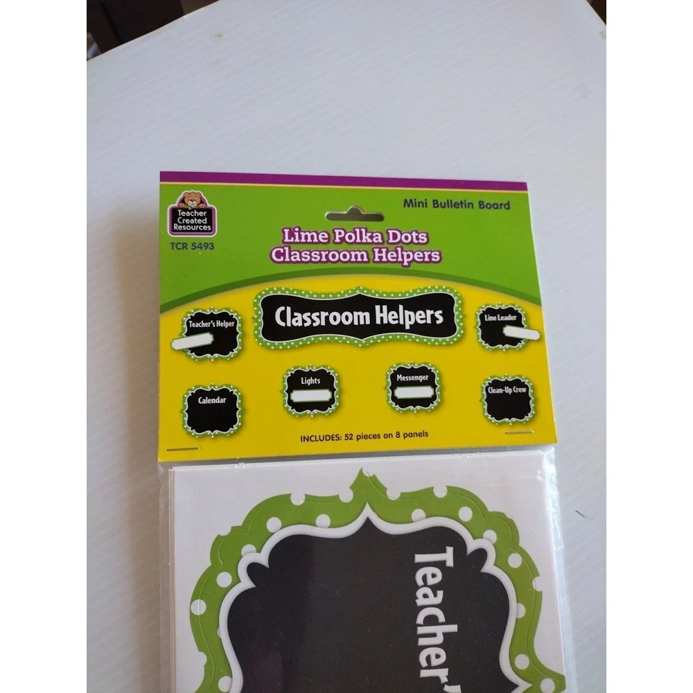 Teachers Created Resources Lime Polka Dots Classroom Helpers Mini Bulletin Board